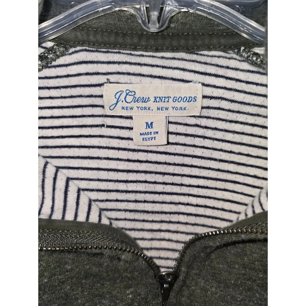 J.Crew Mens Heather Gray Zip Pullover Sweatshirt Medium 100% Cotton‎